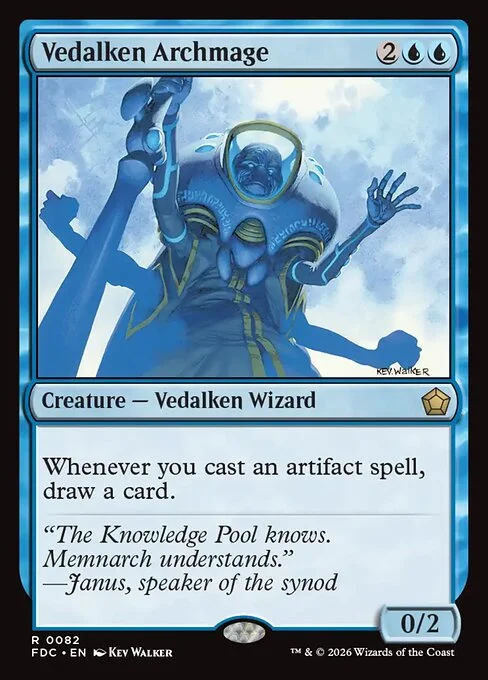Vedalken Archmage, carta Magic di tipo Creature — Vedalken Wizard illustrata da Kev Walker