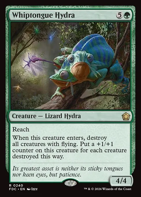 Whiptongue Hydra, carta Magic di tipo Creature — Lizard Hydra illustrata da Izzy