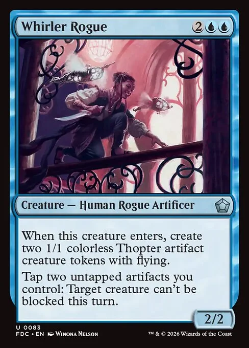 Whirler Rogue, carta Magic di tipo Creature — Human Rogue Artificer illustrata da Winona Nelson