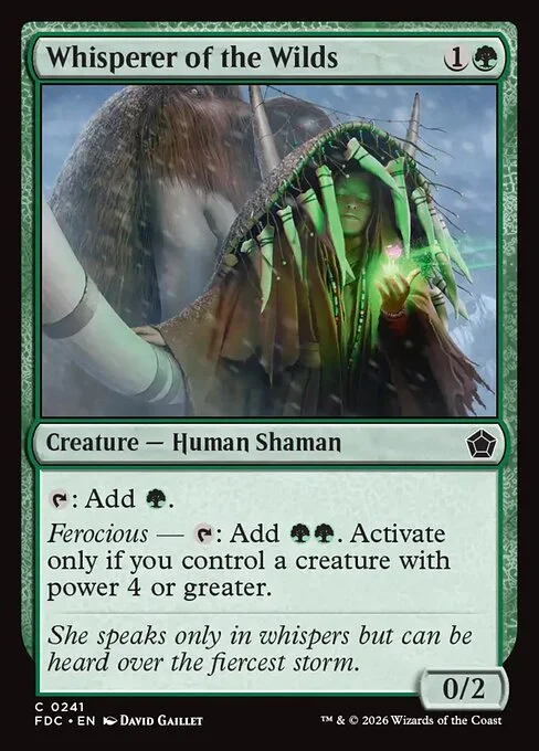 Whisperer of the Wilds, carta Magic di tipo Creature — Human Shaman illustrata da David Gaillet