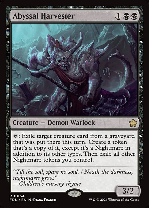 Abyssal Harvester, carta Magic di tipo Creature — Demon Warlock illustrata da Diana Franco