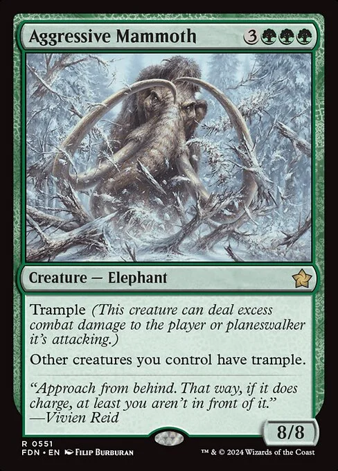 Aggressive Mammoth, carta Magic di tipo Creature — Elephant illustrata da Filip Burburan
