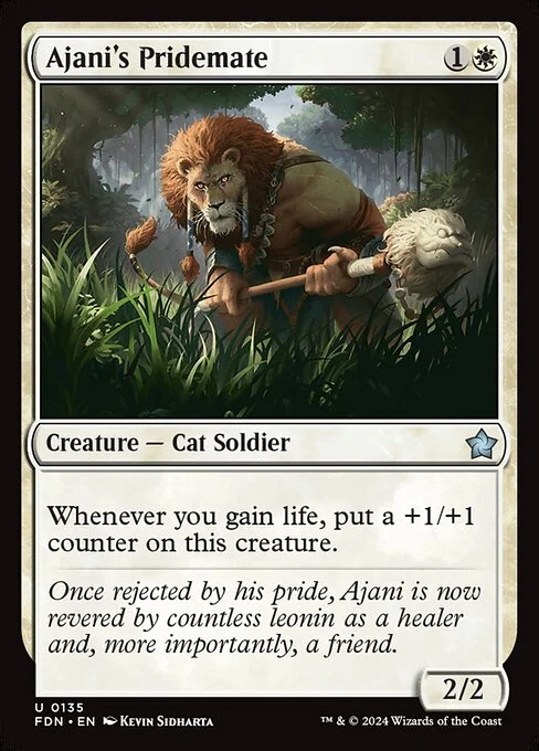 Ajani's Pridemate, carta Magic di tipo Creature — Cat Soldier illustrata da Kevin Sidharta
