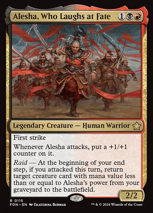 Alesha, Who Laughs at Fate, carta Magic di tipo Legendary Creature — Human Warrior illustrata da Ekaterina Burmak