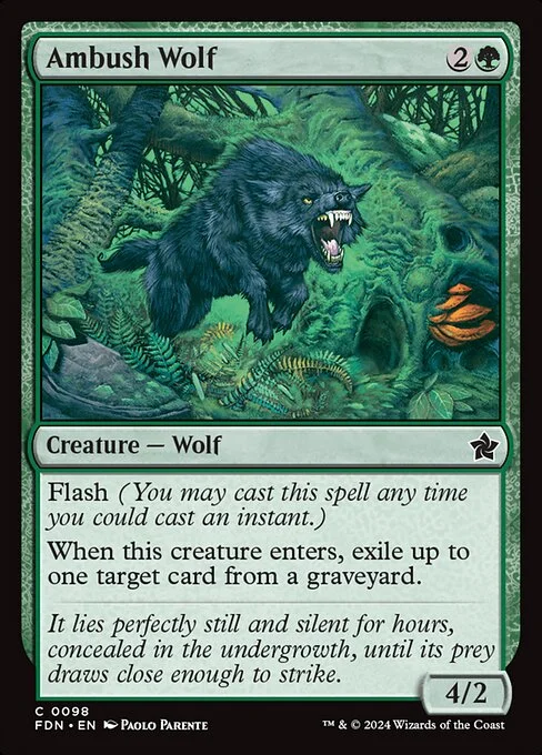 Ambush Wolf, carta Magic di tipo Creature — Wolf illustrata da Paolo Parente