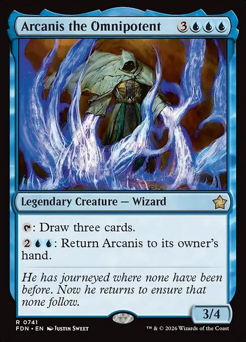Arcanis the Omnipotent, carta Magic di tipo Legendary Creature — Wizard illustrata da Justin Sweet