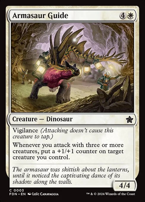 Armasaur Guide, carta Magic di tipo Creature — Dinosaur illustrata da Loïc Canavaggia