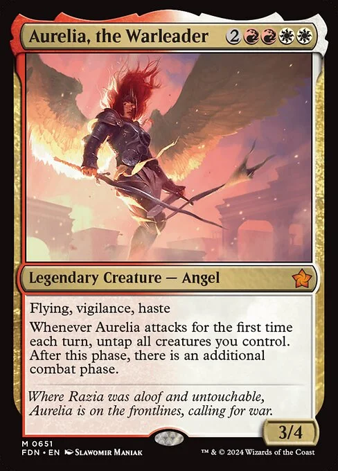 Aurelia, the Warleader, carta Magic di tipo Legendary Creature — Angel illustrata da Slawomir Maniak