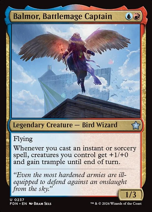Balmor, Battlemage Captain, carta Magic di tipo Legendary Creature — Bird Wizard illustrata da Bram Sels