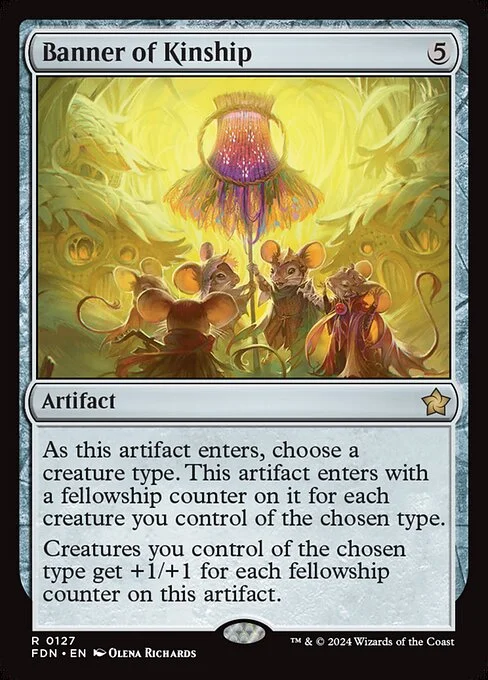 Banner of Kinship, carta Magic di tipo Artifact illustrata da Olena Richards