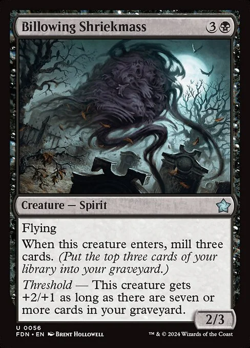 Billowing Shriekmass, carta Magic di tipo Creature — Spirit illustrata da Brent Hollowell