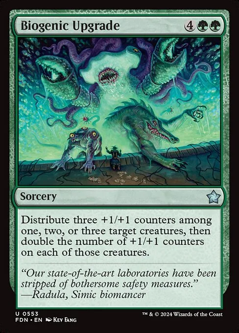 Biogenic Upgrade, carta Magic di tipo Sorcery illustrata da Kev Fang