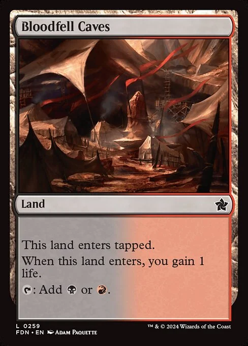 Bloodfell Caves, carta Magic di tipo Land illustrata da Adam Paquette
