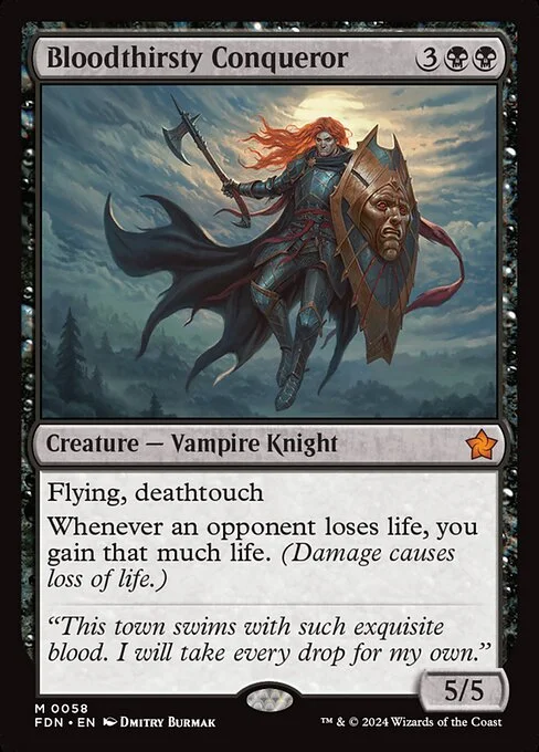 Bloodthirsty Conqueror, carta Magic di tipo Creature — Vampire Knight illustrata da Dmitry Burmak