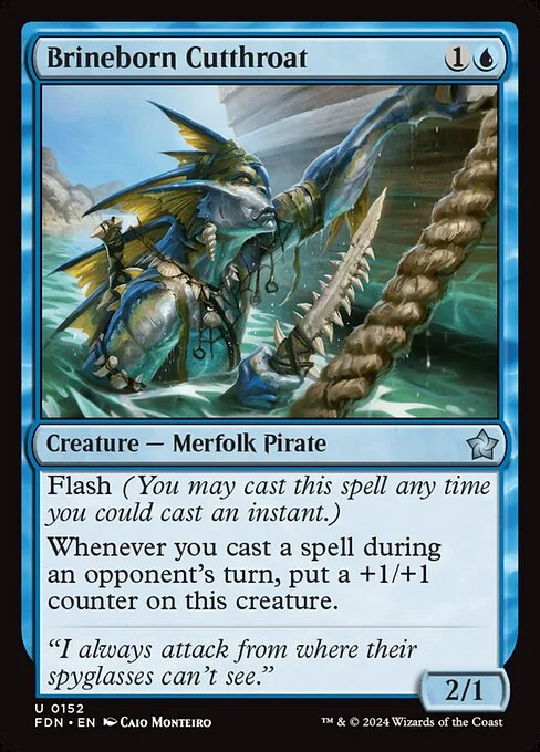 Brineborn Cutthroat, carta Magic di tipo Creature — Merfolk Pirate illustrata da Caio Monteiro