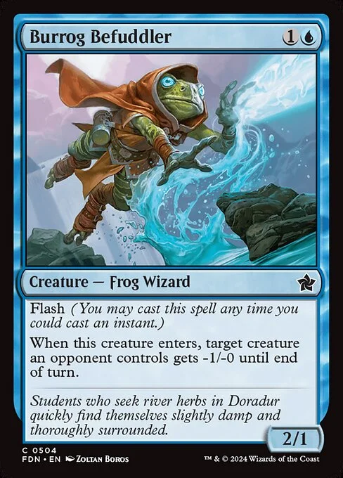 Burrog Befuddler, carta Magic di tipo Creature — Frog Wizard illustrata da Zoltan Boros