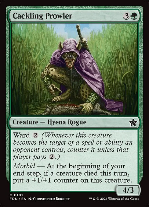 Cackling Prowler, carta Magic di tipo Creature — Hyena Rogue illustrata da Christopher Burdett