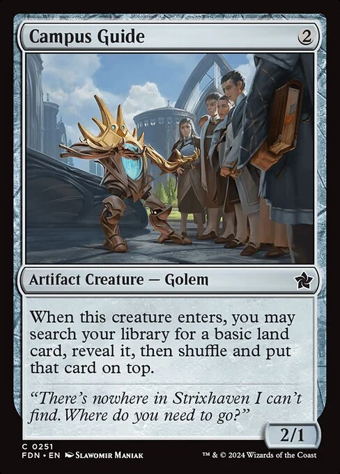 Campus Guide, carta Magic di tipo Artifact Creature — Golem illustrata da Slawomir Maniak