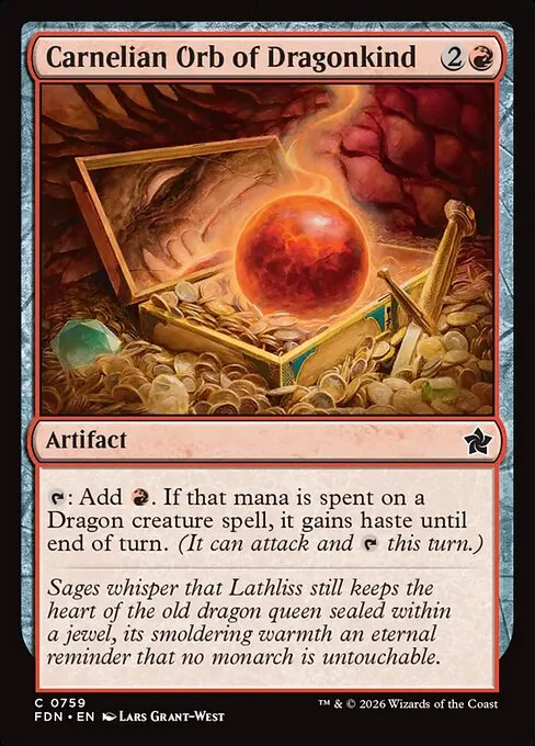 Carnelian Orb of Dragonkind, carta Magic di tipo Artifact illustrata da Lars Grant-West