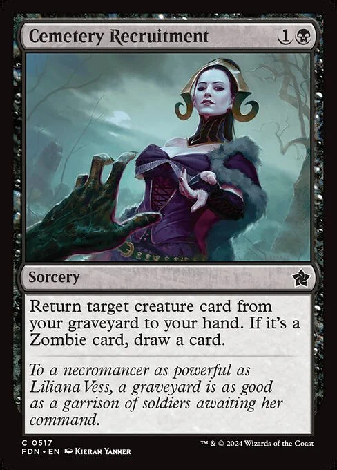 Cemetery Recruitment, carta Magic di tipo Sorcery illustrata da Kieran Yanner