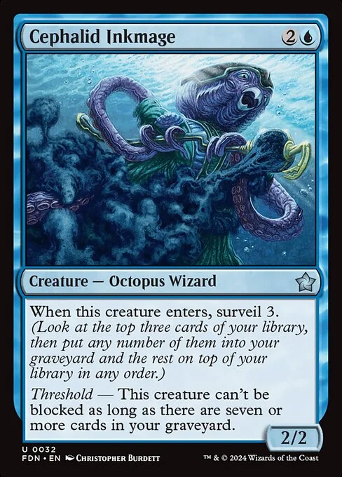 Cephalid Inkmage, carta Magic di tipo Creature — Octopus Wizard illustrata da Christopher Burdett