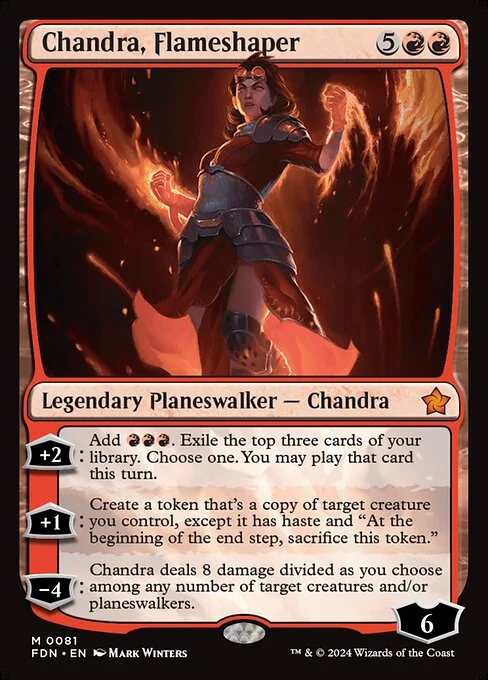 Chandra, Flameshaper, carta Magic di tipo Legendary Planeswalker — Chandra illustrata da Mark Winters