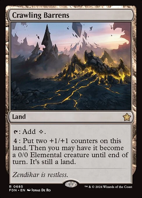 Crawling Barrens, carta Magic di tipo Land illustrata da Jonas De Ro