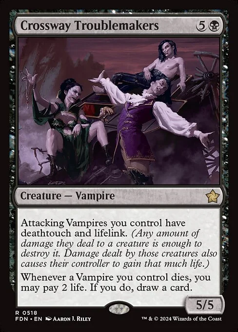 Crossway Troublemakers, carta Magic di tipo Creature — Vampire illustrata da Aaron J. Riley