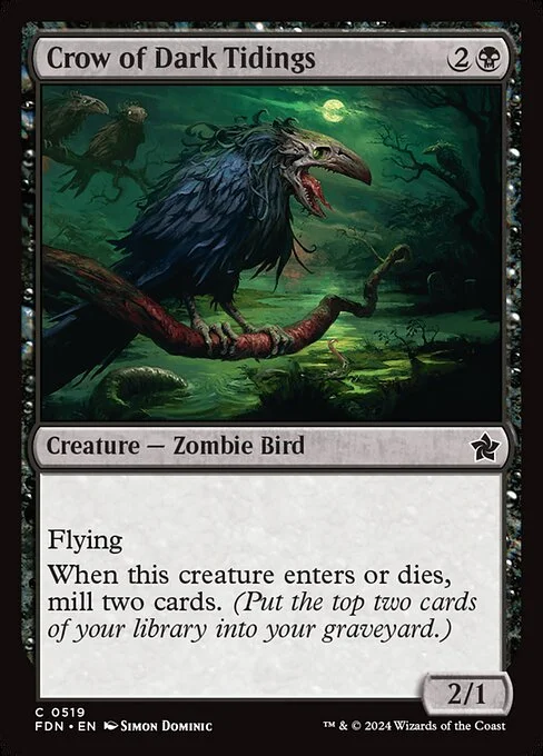 Crow of Dark Tidings, carta Magic di tipo Creature — Zombie Bird illustrata da Simon Dominic