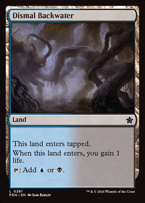 Dismal Backwater, carta Magic di tipo Land illustrata da Sam Burley