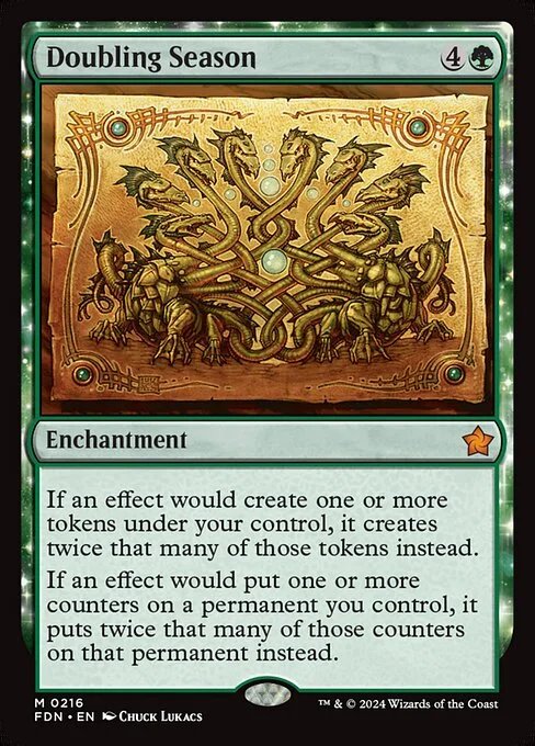 Doubling Season, carta Magic di tipo Enchantment illustrata da Chuck Lukacs