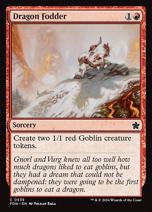 Dragon Fodder, carta Magic di tipo Sorcery illustrata da Volkan Baǵa