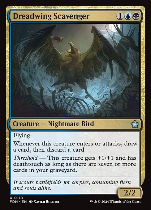 Dreadwing Scavenger, carta Magic di tipo Creature — Nightmare Bird illustrata da Xavier Ribeiro