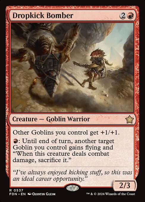 Dropkick Bomber, carta Magic di tipo Creature — Goblin Warrior illustrata da Quintin Gleim