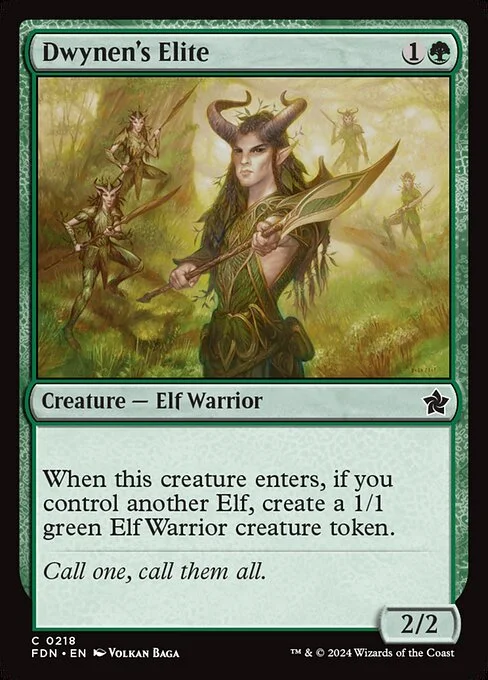Dwynen's Elite, carta Magic di tipo Creature — Elf Warrior illustrata da Volkan Baǵa