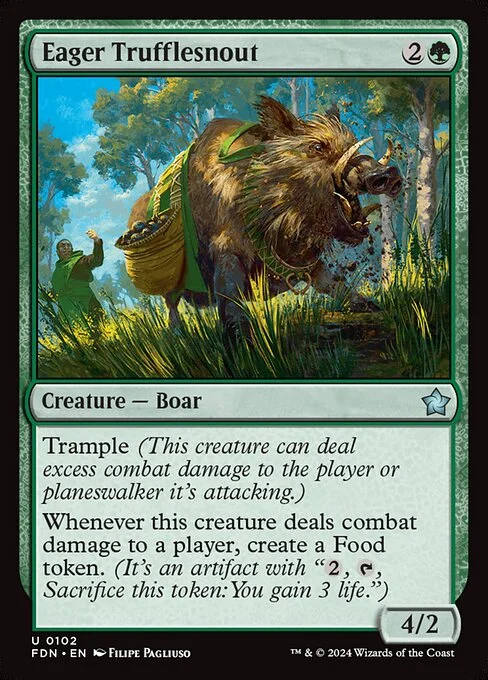Eager Trufflesnout, carta Magic di tipo Creature — Boar illustrata da Filipe Pagliuso