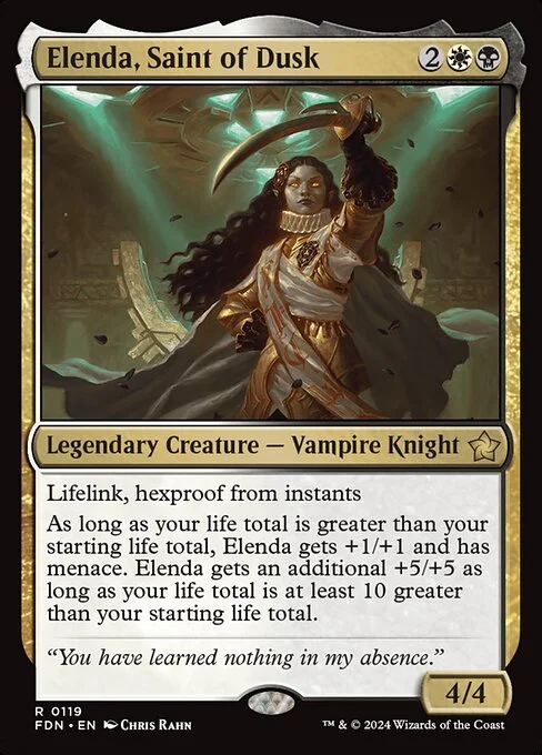Elenda, Saint of Dusk, carta Magic di tipo Legendary Creature — Vampire Knight illustrata da Chris Rahn