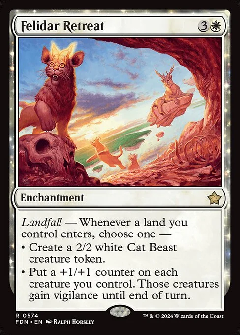 Felidar Retreat, carta Magic di tipo Enchantment illustrata da Ralph Horsley