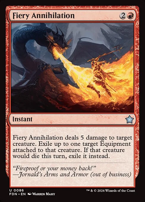Fiery Annihilation, carta Magic di tipo Instant illustrata da Warren Mahy