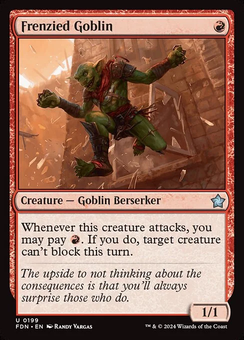 Frenzied Goblin, carta Magic di tipo Creature — Goblin Berserker illustrata da Randy Vargas