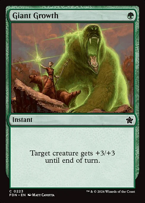 Giant Growth, carta Magic di tipo Instant illustrata da Matt Cavotta