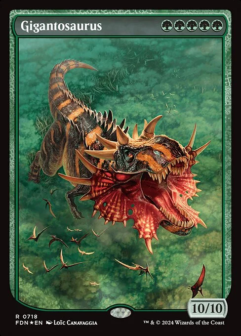 Gigantosaurus, carta Magic di tipo Creature — Dinosaur illustrata da Loïc Canavaggia