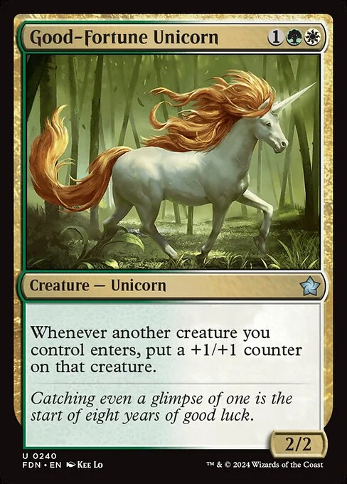 Good-Fortune Unicorn, carta Magic di tipo Creature — Unicorn illustrata da Kee Lo