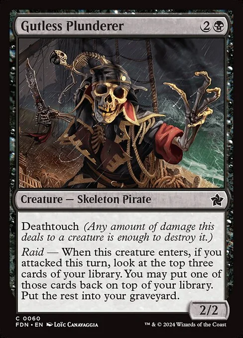Gutless Plunderer, carta Magic di tipo Creature — Skeleton Pirate illustrata da Loïc Canavaggia