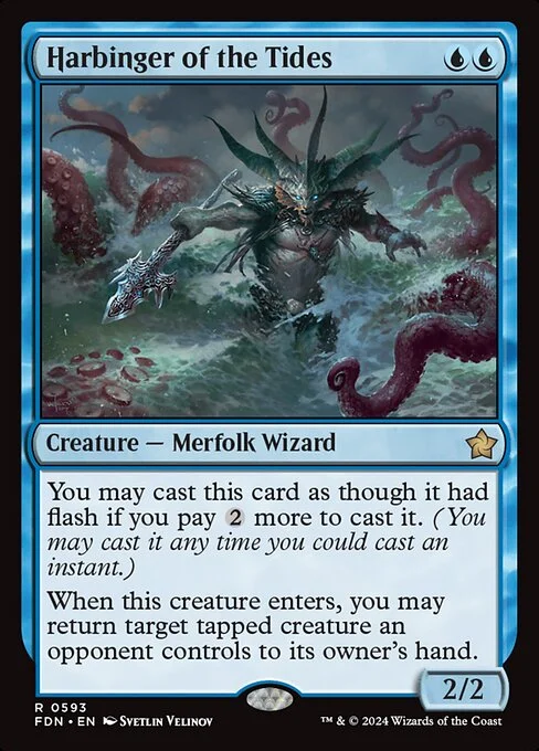 Harbinger of the Tides, carta Magic di tipo Creature — Merfolk Wizard illustrata da Svetlin Velinov