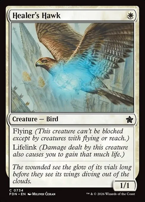 Healer's Hawk, carta Magic di tipo Creature — Bird illustrata da Milivoj Ćeran