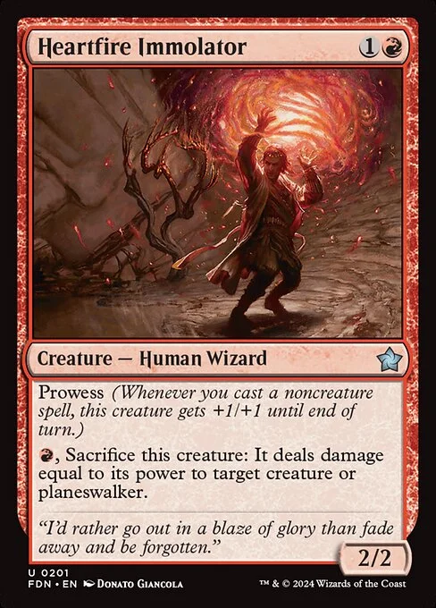 Heartfire Immolator, carta Magic di tipo Creature — Human Wizard illustrata da Donato Giancola