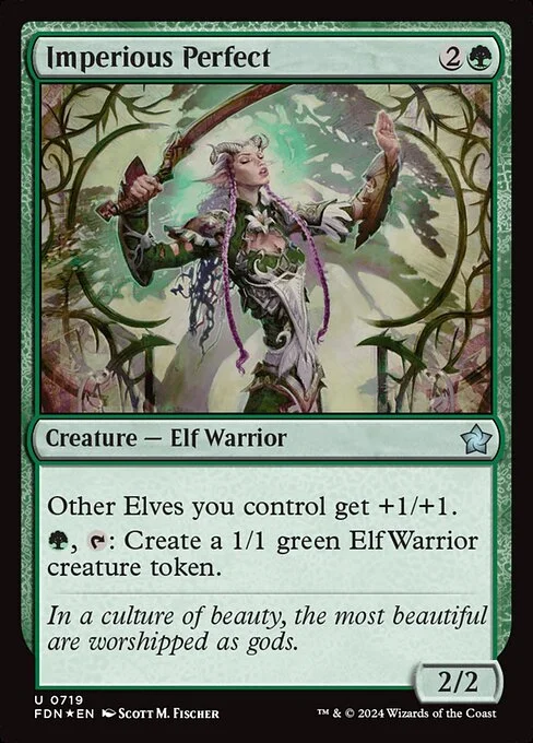 Imperious Perfect, carta Magic di tipo Creature — Elf Warrior illustrata da Scott M. Fischer