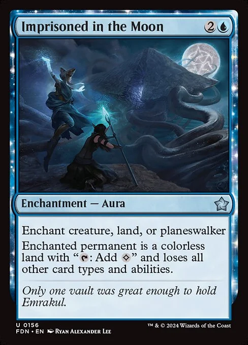 Imprisoned in the Moon, carta Magic di tipo Enchantment — Aura illustrata da Ryan Alexander Lee