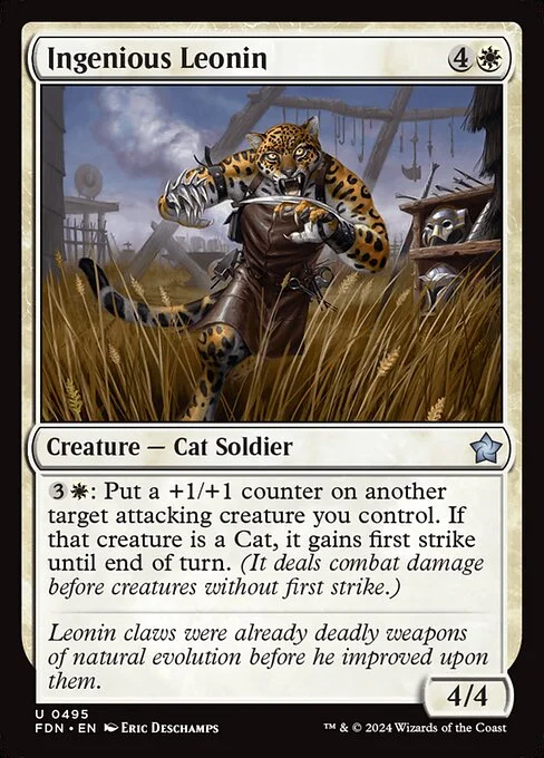 Ingenious Leonin, carta Magic di tipo Creature — Cat Soldier illustrata da Eric Deschamps